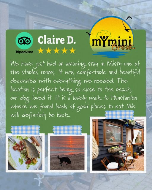 10/10 pitchup review from Rose that says "Had a lovely 2 night stay with my mum in the converted self catering barn.  We stayed 17-19 March 22. Even the dog was catered for with dog treats and  bowls ready. Friendly host, warm welcome . Barn was lovely and clean.  Nothing was too much trouble. The dog couldnt believe its eyes when the  chickens wandered into the yard! Would definitely recommend and would  love to visit again. THANK YOU"