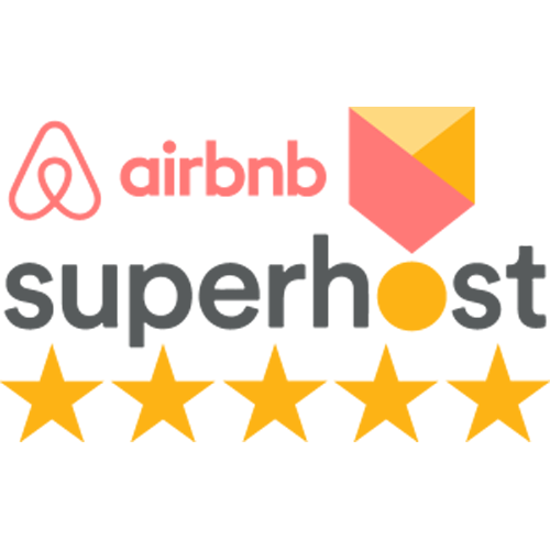 airbnb superhost logo with 5 stars